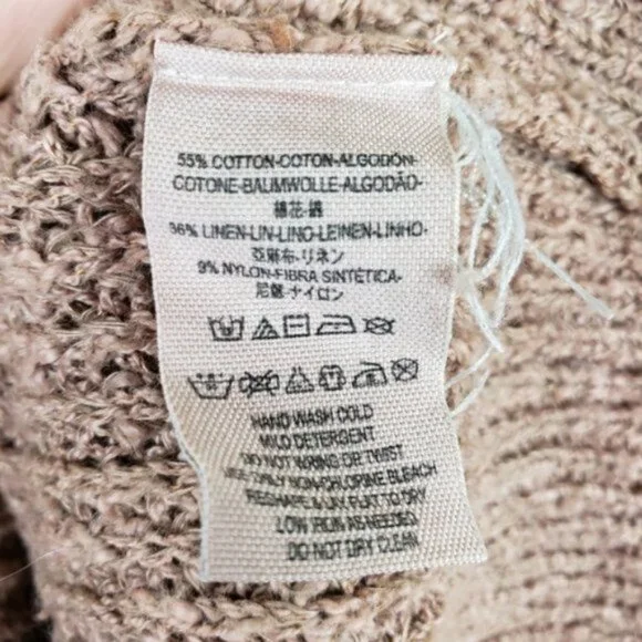 Free People Electric City Ribbed Sweater Knit Pullover Cotton/Linen Boho size L - Picture 6 of 10